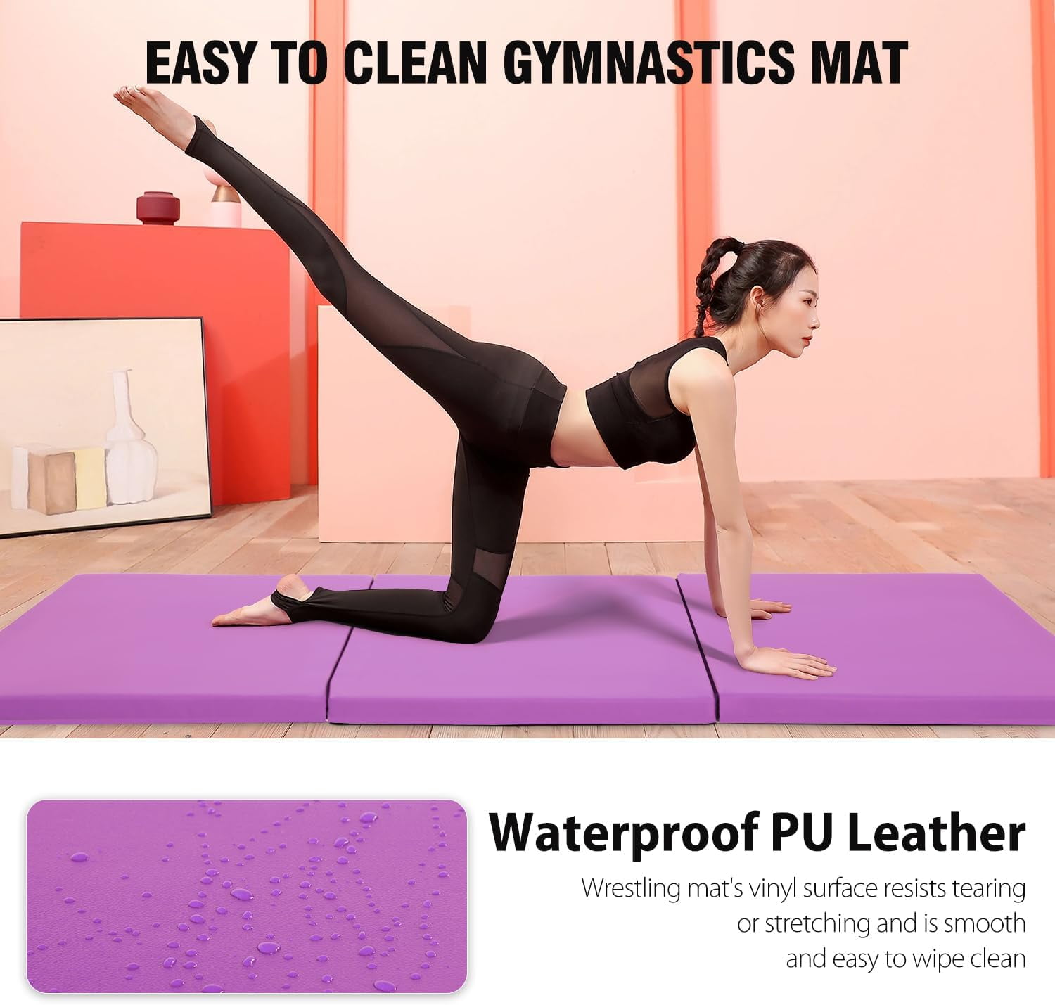 YRLLENSDAN Gymnastics Mat Wrestling Mat Gym Mat Thick Yoga Mat 2 Inch Tumbling Mat for Gymnastics Home Workout Floor Mats for Home Gym, Purple