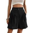 thumbnail image 6 of Lroveb High Waisted Shorts for Women Womens Shorts Casual Summer 2024 Trendy Elastic Back Wide Leg With Pockets Knee Length Pleated Black, 6 of 7