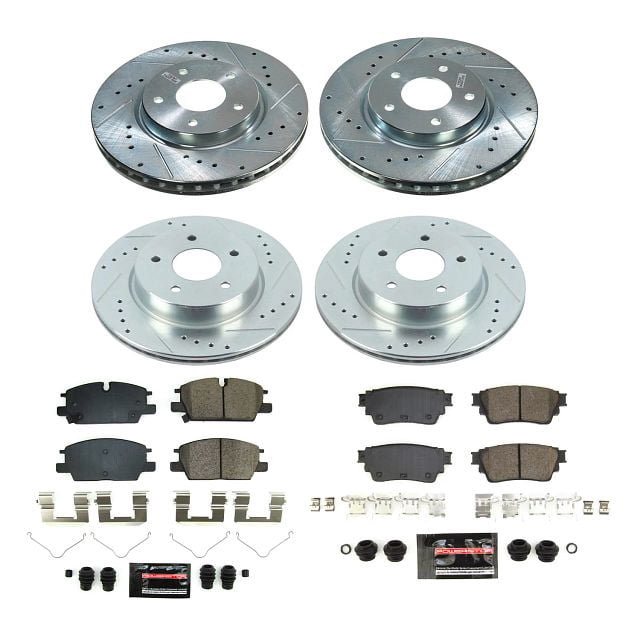 PowerStop Front and Rear Z23 Evolution Sport Carbon-Fiber Ceramic Brake Pad and Drilled & Slotted Rotor Kit Fits: NISSAN Select Models K8816