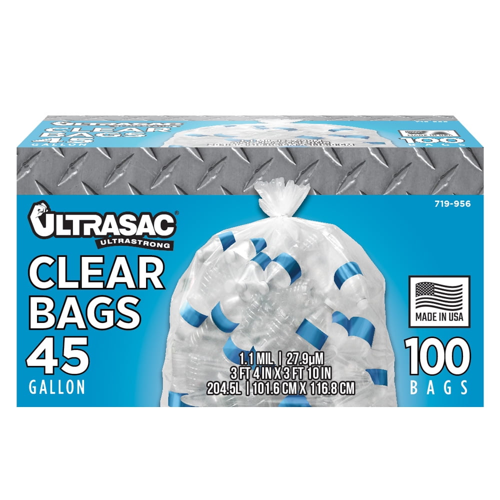Heavy Duty 45 Gallon Garbage Bags (Huge 100 Pack w/Ties) 40" x 46