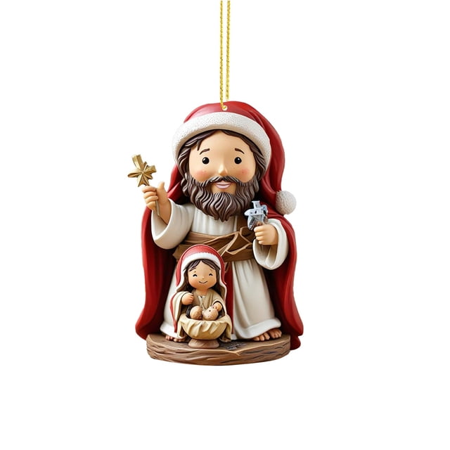 2D Acrylic Christmas Tree Doll Pendant, Cute Hanging Ornament for Xmas Tree Home Holiday Decor