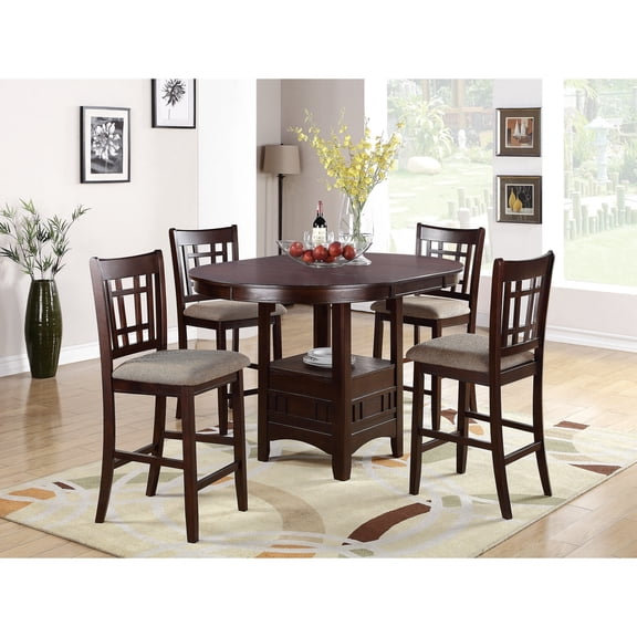Simple Relax Round Dining Table with 18" Leaf in Brown