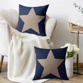 thumbnail image 3 of Blue American 4th of July Patriotic Pillow Covers 20X20 Set of 2, Tan Star Independence Memorial Day Throw Pillowcases Holiday Theme Home Decor Outdoor Farmhouse Cushion Cover Couch Sofa Bed, 3 of 6