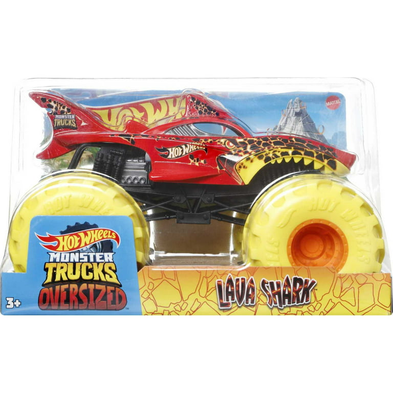 Hot Wheels Monster Trucks Tiger Shark die-cast 1:24 scale vehicle with  Giant Wheels for kids age 3 to 8 years old great gift toy trucks large  scales