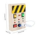 thumbnail image 2 of Tablero sensorial de madera con botones LED iluminados y cables enchufables, juguete educativo de aprendizaje para bebés, niños y niñas., 2 of 11