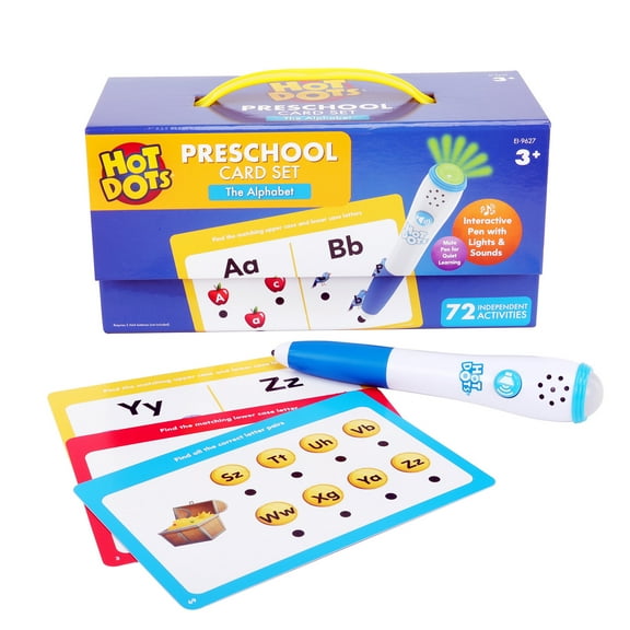 Educational Insights Hot Dots Alphabet Two-Sided Flashcard Set with Interactive Pen, 72 Activities, Ages 3 