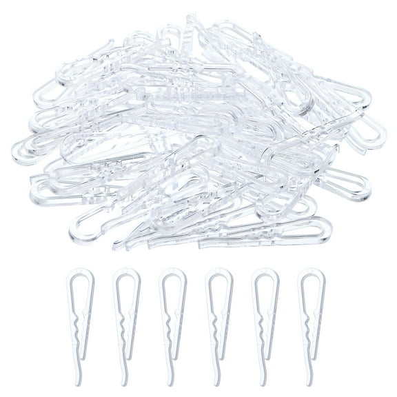 200Pack Durable Plastic Alligator Clips, 1.97" Clear U Shape Shirt Clip Clothespins with Teeth