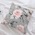 thumbnail image 6 of Beautiful Pink Rose Gradually Varied Gray Leaves Pillowcases Flower Seamless Art Pattern Pillow Case Decorative Throw Pillow Cover for Home Sofa Office 18x18inch, 6 of 6
