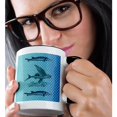 thumbnail image 2 of 3drose, Fish Blue and White Polka Dots Beach Theme Art, 11oz Two-tone Black Mug, 2 of 6