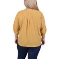 thumbnail image 3 of NY Collection Plus Size 3/4 Tabbed Sleeve Y Neck Blouse, 3 of 4
