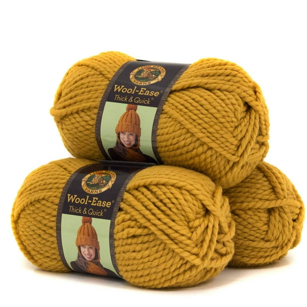 Lion Brand Yarn WoolEase Thick and Quick Mustard Classic Super Bulky