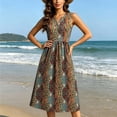 thumbnail image 6 of Erwazi Summer Dresses for Women Floral Print Sleeveless V Neck Button A-Line Midi Dress Trendy Casual Style Outdoor Wear Dresses, 6 of 6