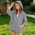 thumbnail image 2 of Besolor Teen Kids Girls Zip up Hoodies Fall Casual Loose Long Sleeve Outerwear Jacket Girl Sweatshirts with Pockets(9-10 Years,Gray), 2 of 6