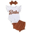 thumbnail image 3 of Lovebay 3Pcs Newborn Baby Girls Short Sleeve Summer Outfits Tops +Shorts +Headband 0-2T, 3 of 7