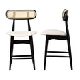 thumbnail image 4 of Baxton Studio Tarana Mid-Century Modern Cream Fabric and Black Finished Wood 2-Piece Counter Stool Set, 4 of 9