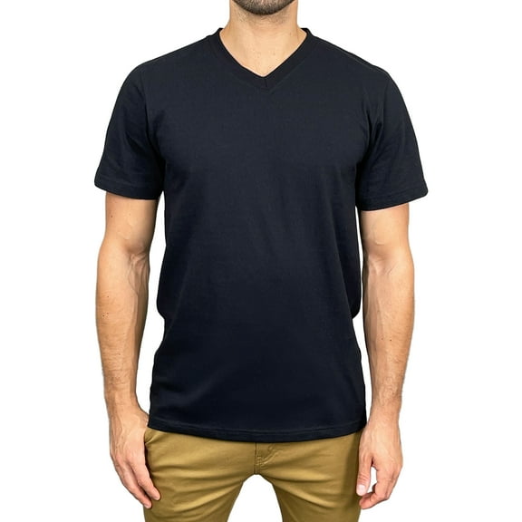 Access Men's Heavyweight Short Sleeve Cotton V-Neck T-Shirt (Pack of 3) (Black, Small) AT37