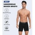 thumbnail image 3 of ANLIQI Mens Underwear Bamboo Rayon Boxer Briefs Breathable Underwear Long Leg Boxer Briefs for Men Pack with Fly Underpants(3Black 1Gray 1Navy 1Red,L), 3 of 6