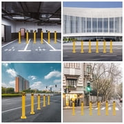 HECASA 42 Safety Bollard Barrier Steel Bollard Post Road Pile Parking Bollard Pillar with 4 Free Anchor Bolts for Garage Parking Lot Traffic-Sensitive Area