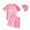 Pink, variant on Odeerbi Kids Girls Athletic Training Swimsuit with Swim Cap Fashion Two-piece Swimwear Short Sleeve Tops Round Neck Shorts Sets Pink