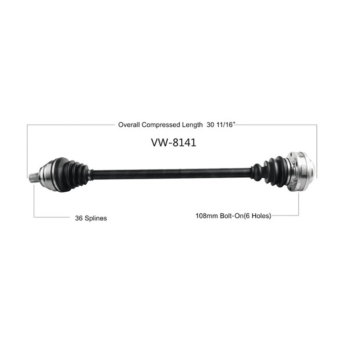 TrakMotive Front Passenger Side CV Axle CV Joint Shaft Assembly For Volkswagen CC 2011 2012 2013