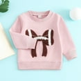thumbnail image 2 of Toddler Girls Long Sleeve Hooded Sweatshirt With Bow Football Embroidery Loose Fit Pullover Top Fall Season, 2 of 3