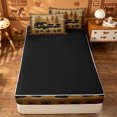 thumbnail image 4 of meiyoeat Safari Animal Bear Zipper Twin Comforter Sets with Fitted Sheet and 2 Pillowcases For Kids,Vintage Farmhouse Lodge Zipper Bedding Set For Boys,Black Reversible,4-Piece, 4 of 7