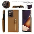thumbnail image 2 of Nalacover Zipper Wallet Case for Samsung Galaxy Note 20 Ultra, Luxury PU Leather Crossbody Lanyard Shoulder Strap Magnetic RFID Blocking Cover with Kickstand Card Slots Holder Shockproof Case,Brown, 2 of 11