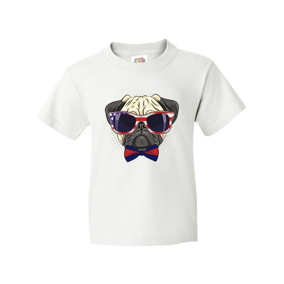 Inktastic Pug Dog July 4th Patriotic Sunglasses Youth T-Shirt
