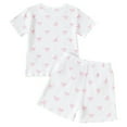 thumbnail image 2 of Hiijoy Girls Summer Outfits Bow Print Ribbed Short Sleeved Top Shorts Set, 2 of 8