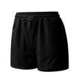thumbnail image 5 of Jkety Women's Shorts Womens Linen Shorts Summer Casual High Wasited Ruffle Wide Leg Drawstring Beach Loose Shorts(Black,2XL), 5 of 6