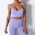 thumbnail image 5 of Homenesgenics 2 Piece Outfit for Women Plus Size Ladies Seamless Hollow Yoga Sleeveless Yoga Suit Sports Fitness Running Yoga Set Purple S, 5 of 6