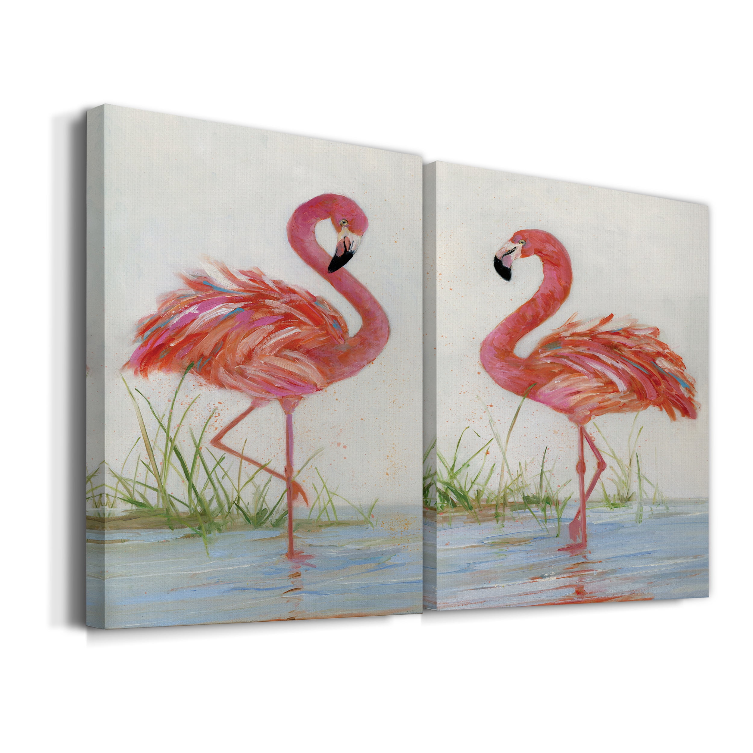 Flamingo I Premium Gallery Wrapped Canvas - Ready to Hang - Set of 2 - 40 x 60 Each