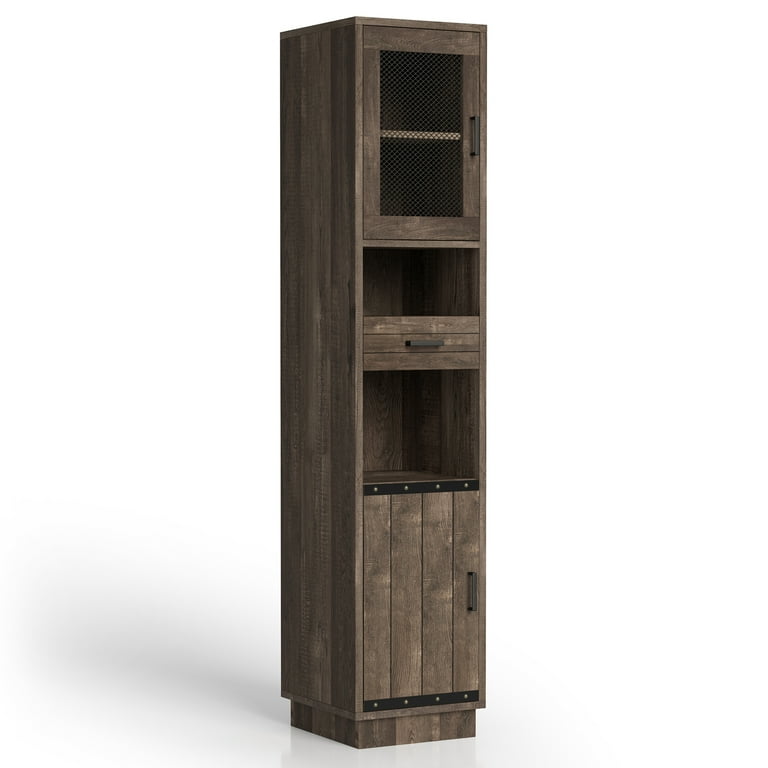 Furniture of America Mecka Tower Cabinet with 2 Doors, Reclaimed