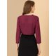 thumbnail image 5 of Allegra K Top corto Bolero Elegante frente abierto drapeado con mangas 3/4 Encogimiento de hombros a la boda para mujeres borgo?a M, 5 of 6