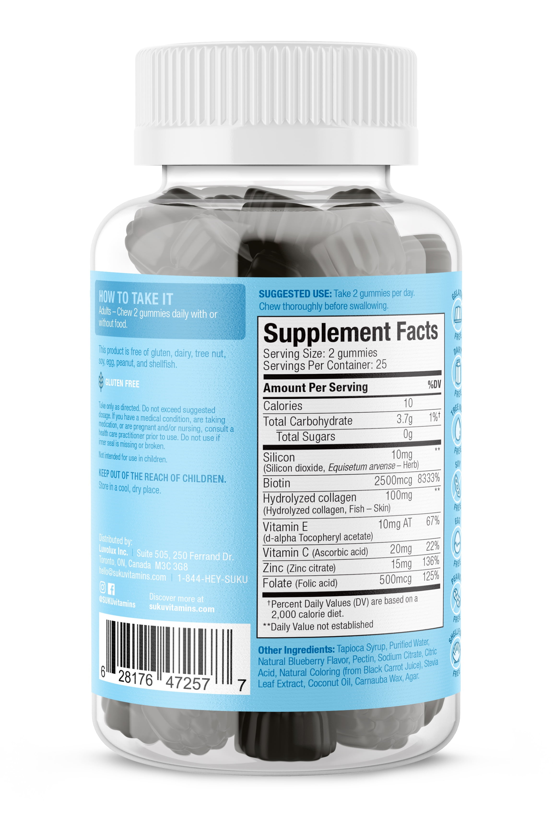 Suku Vitamins - Gummy Luscious Hair - 1 Each -50 Count