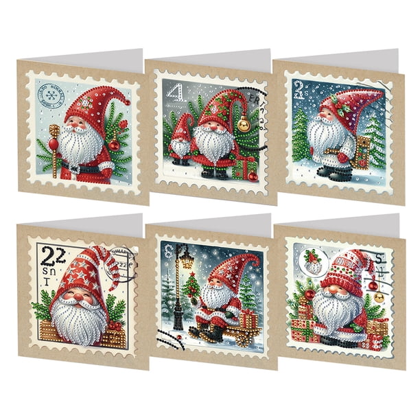 Tarjeta Dibujo Diamantes Kit Pintura Diy 6 PCS Serie Navidad para Favores Fiesta Navideña