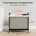 thumbnail image 3 of QW Laundry Hamper 3 Section, 120L Rolling Laundry Sorter with Removable Liner Bag, Laundry Basket with Wheels, Steel Frame with Metal Handle, Clothes Hamper Cart for Laundry Room & Bedroom, 3 of 9