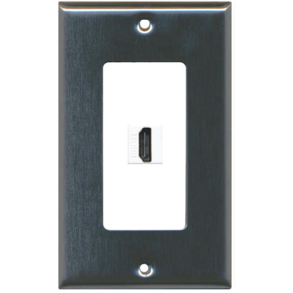 RiteAV - 1 Port HDMI 2.0 Decorative Wall Plate (Stainless Steel & White)