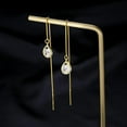 thumbnail image 3 of Solid 925 Sterling Silver CZ Droplet Chain Dangle Earrings for Women Teens Tassel Dangle Earrings Threader, 3 of 13