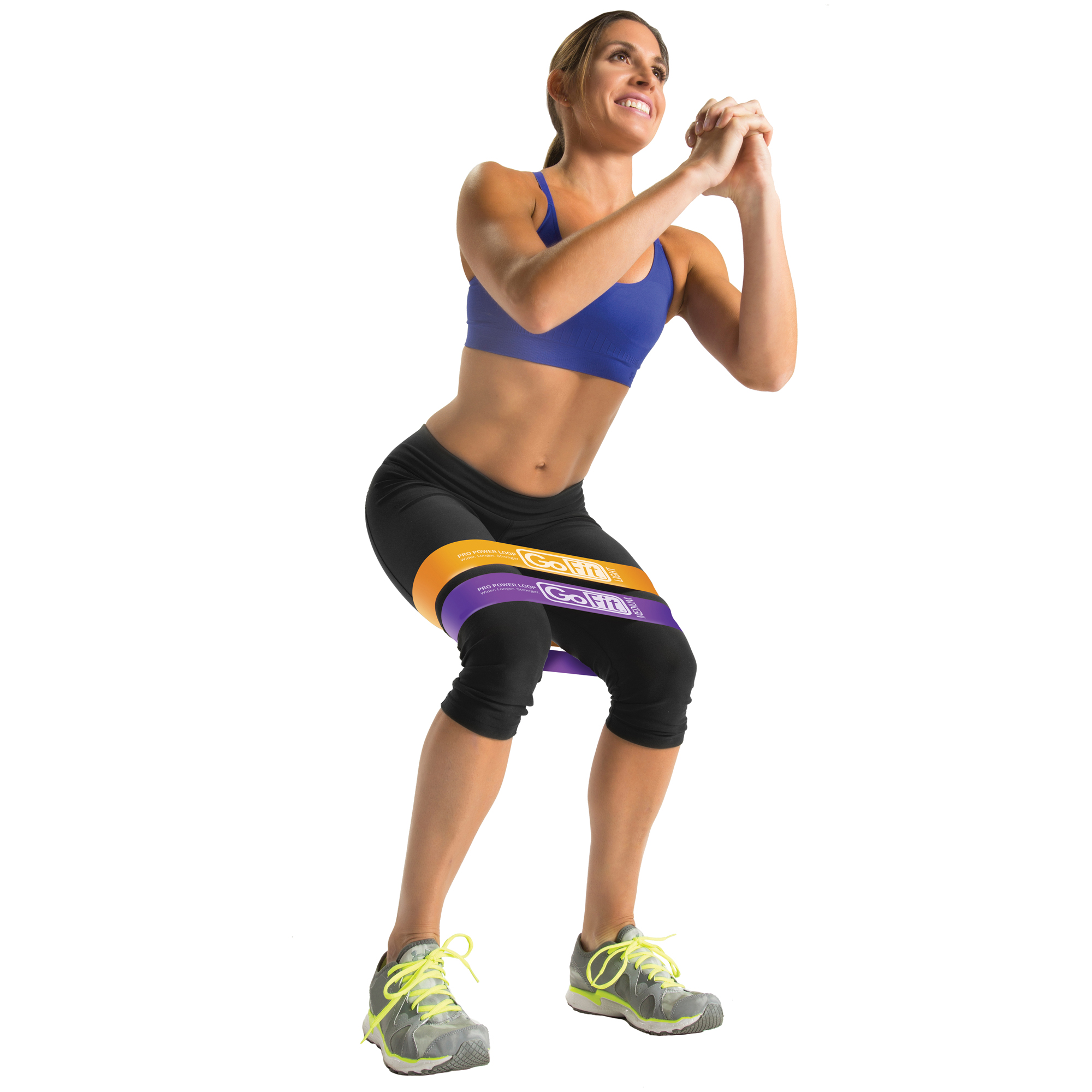 GoFit Pro Power Loops Resistance Bands, 3 Levels, 12 x 3 in Latex Loops for Legs, Hips and Glutes