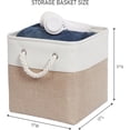 thumbnail image 3 of 11 x 11 Inch Storage Cubes, 6 Pack Large Collapsible Fabric Storage Bin, White&Beige, 3 of 5