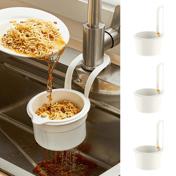 3PC Draining Basket for Sink Kitchen Sink Caddy, Kitchen Sink Filter Screen Sink Caddy, Corner Food Drainer for Sink, Sink Strainer Basket for Food Waste