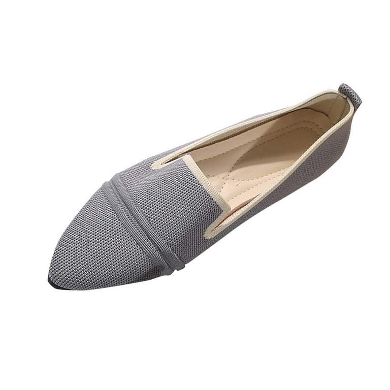 Best Shoes for Standing All Day Women Tawop Black Flats Round Toe Fashion Ladies Breathable Shoes 37(Us:6), Women's, Gray