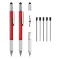 thumbnail image 1 of Unique Bargains 2pcs 6 in 1 Metal Multitool Tech Tool Pen Gifts for Men with Ballpoint Pen, Ruler, Screwdriver, Stylus, Refills, Red, 1 of 5