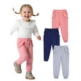 thumbnail image 6 of HILEELANG Toddler Girls' Jogger Pants 3-Pack Pull on Cotton French Terry Solid Grey Navy pink Ruffle Pocket SweatPants 3Y, 6 of 9