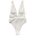 thumbnail image 7 of WREESH Womens One Piece Swimsuit Solid Color Swim Suits Set Swimsuit Filled Bra Swimwear Beachwear Sleeveless Bathing Suits White, 7 of 7