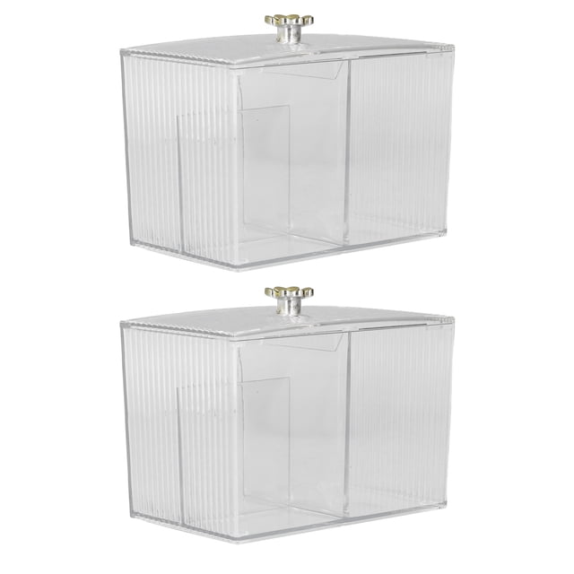 Soporte Para Hisopos De Algodón, Exquisito De Plástico Resistente, Transparente, Organizador De Bolas De Algodón De 2 Piezas Para Mesa