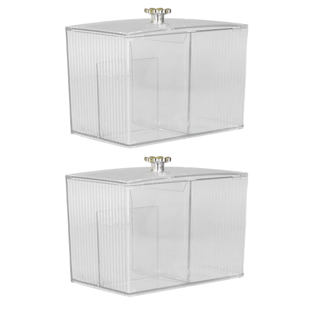 Soporte Para Hisopos De Algodón, Exquisito De Plástico Resistente, Transparente, Organizador De Bolas De Algodón De 2 Piezas Para Mesa