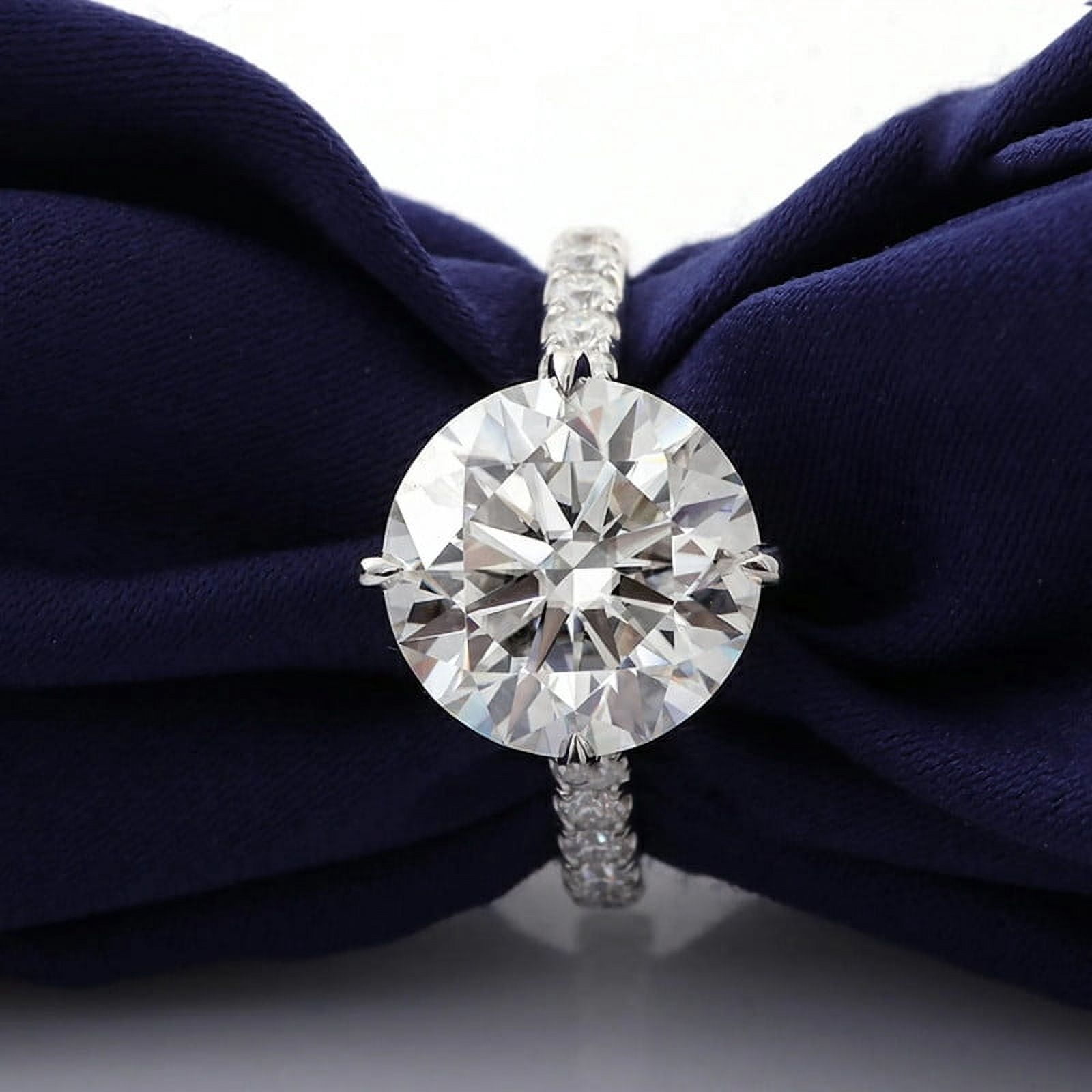 solitaire jewels 5CT Round Moissanite Hidden Halo Engagement Ring For Women, 14K Yellow Gold