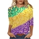 thumbnail image 2 of Xuyuer 2025 Womens 3/4 Sleeve Tops Mardi Gras and Christmas Costumes Fashion Round Neck Blouse, 2 of 6